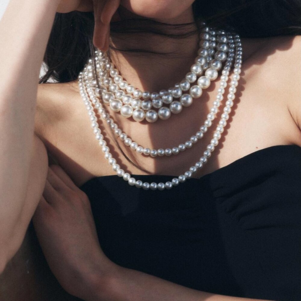 ZARA Women's Faux Pearl Necklaces(Silver, One Size)